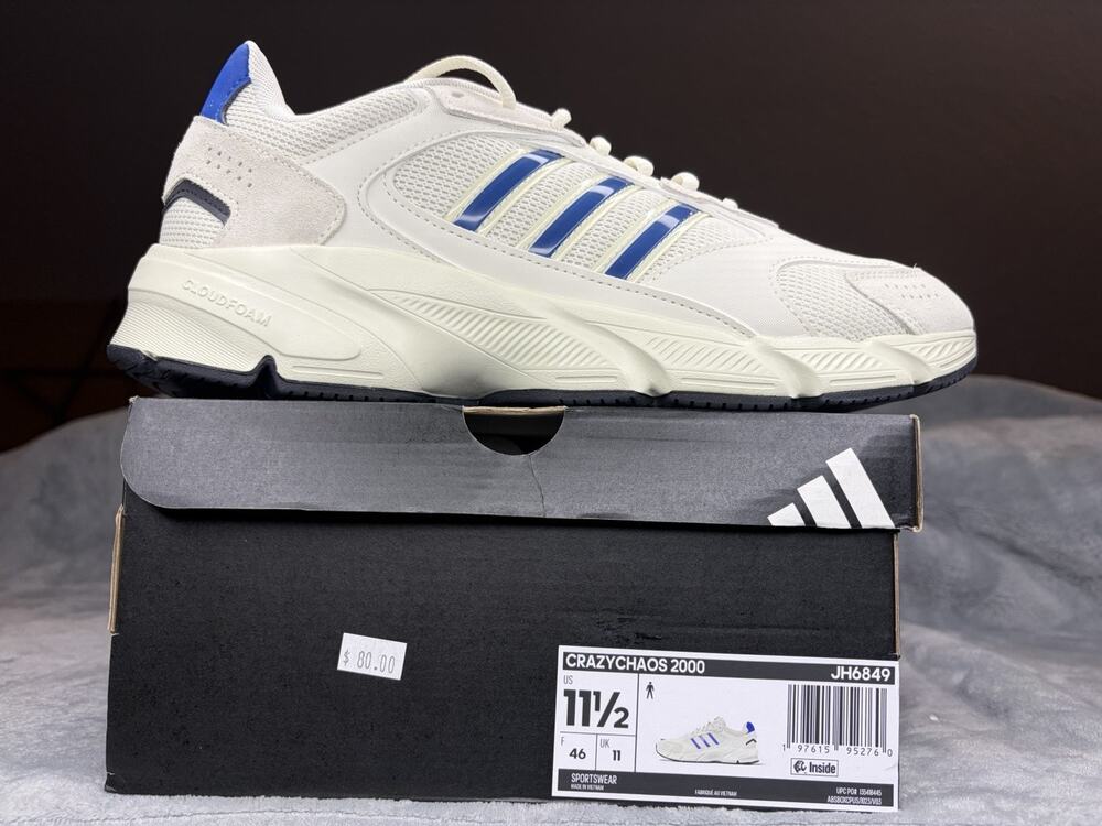 Adidas Crazychaos 2000 Mens Size 11.5 Beige Royal Blue Shoes JH6849 New Box